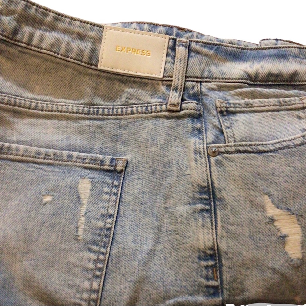 Express Mid Rise Light Wash Ripped Ankle Bootcut Jean - Picture 2 of 5